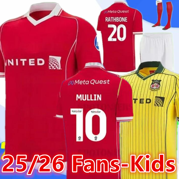 S-4XL 2025 2026 Wrexham home Away soccer jerseys MEN kids 25 26 Mullin Jay Rodriguez Ollie Palmer Jack Marriott Sam Smith Steven Fletcher Ryan Rathbone football shirt