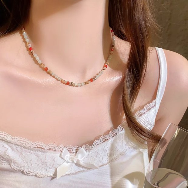 Light Xiaomi Bead Necklace for Women Dopamine Colorful Choker 2025 New Niche High-end Collarbone Chain Accessory Jewelry for Women