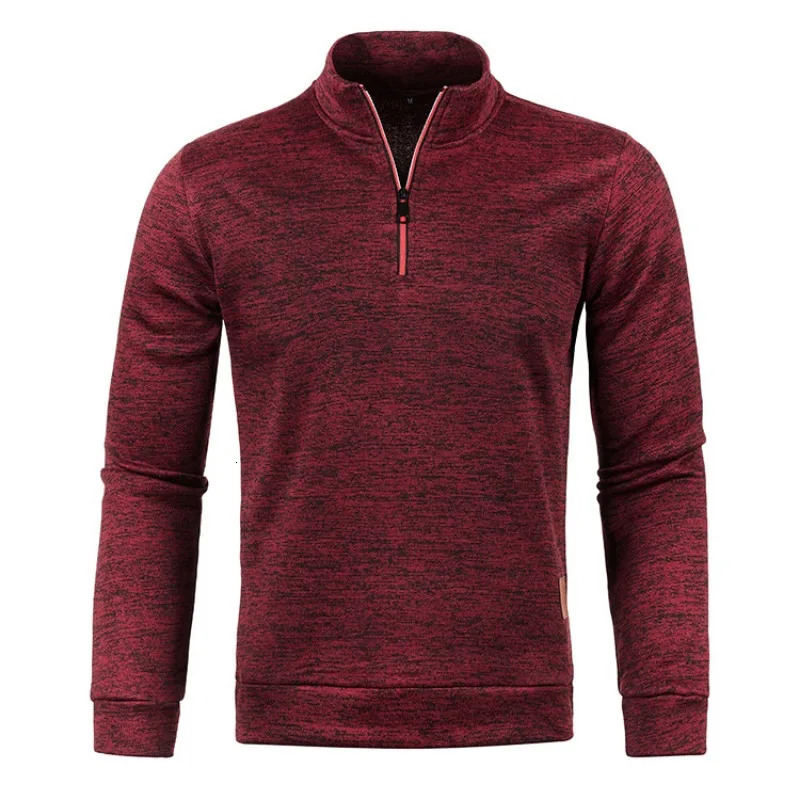 Autumn Mens Half Zipper Sweatshirts Long Sleeve Solid Color Pullover Turtleneck Streetwear Winter Warm Jacket Sport Coats 250729