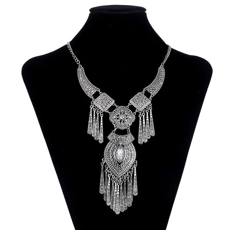 Fashion Bohemian Choker Collar Necklace Vintage Tassel Statement Maxi Long Necklace For Women Collier Femme Jewelry 250729