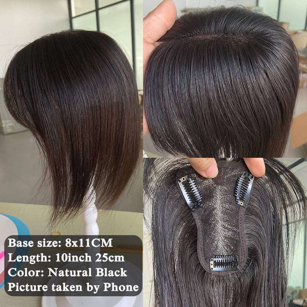 Doreen 8*11CM T-Part Lace for Women Remy Natural Human Topper with Clips 10 inch Hair Loss Accessories Handmade