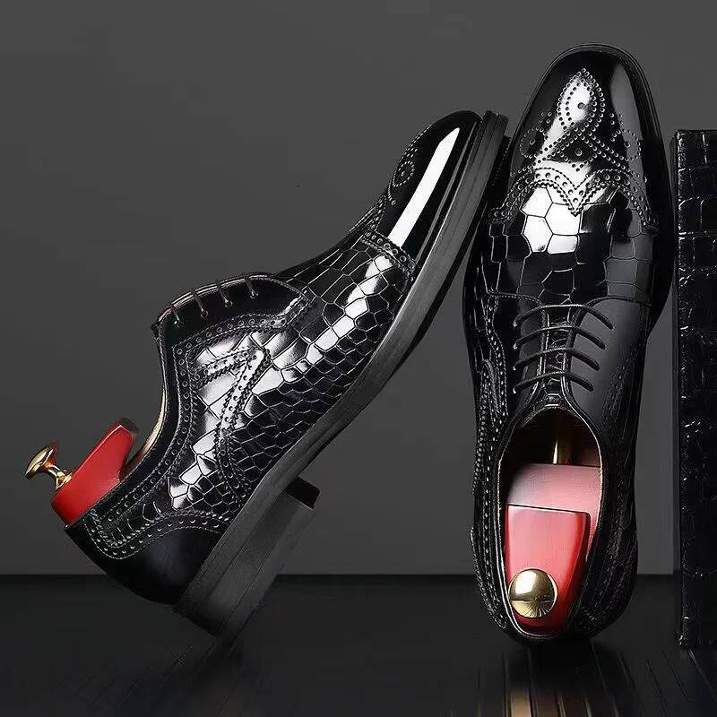 Men casual business oxford genuine leather formal men brogue shoes