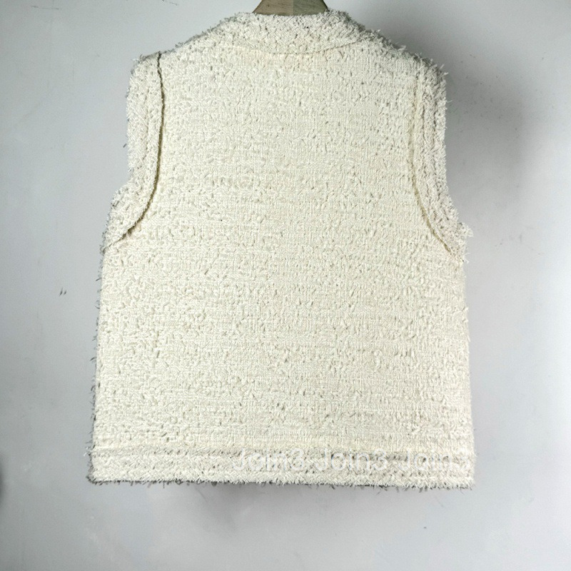 Autumn Winter Small Fragrance Style Double-Breasted French Vest Coat for Women Fashionable Vest Sleeveless Top for Women