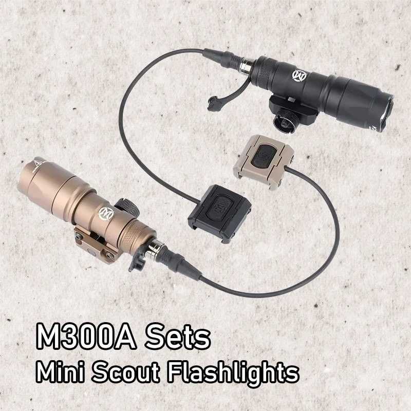 Tactical M300 M300A MINI Scout Light Metal Flashlight with Mode Button Switch Airsoft Weapon Light Hunting Rifle Flashlight R250728