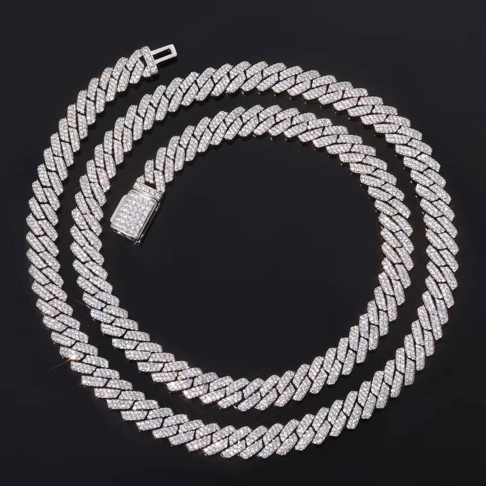 NUOYA 8mm Flip Button Diamond Double Row Diamond Necklace 18K Gold Plated Cuban Link Chain Hip Hop Fine Jewelry