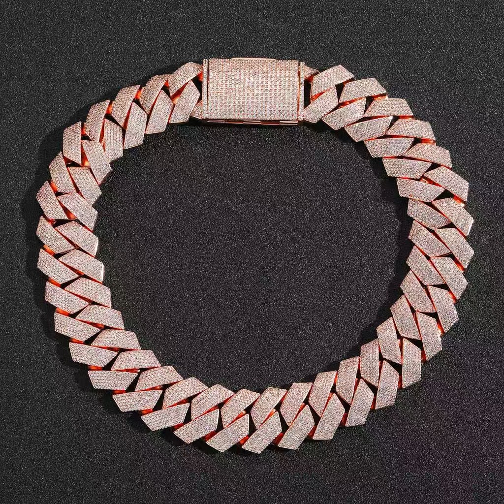 bracelet designer jewelry moissanite chain cuban k High Quality 3 Rows VVS Moissanite Dia Chain White Rose Gold Plated Hip-hop chains for men necklace