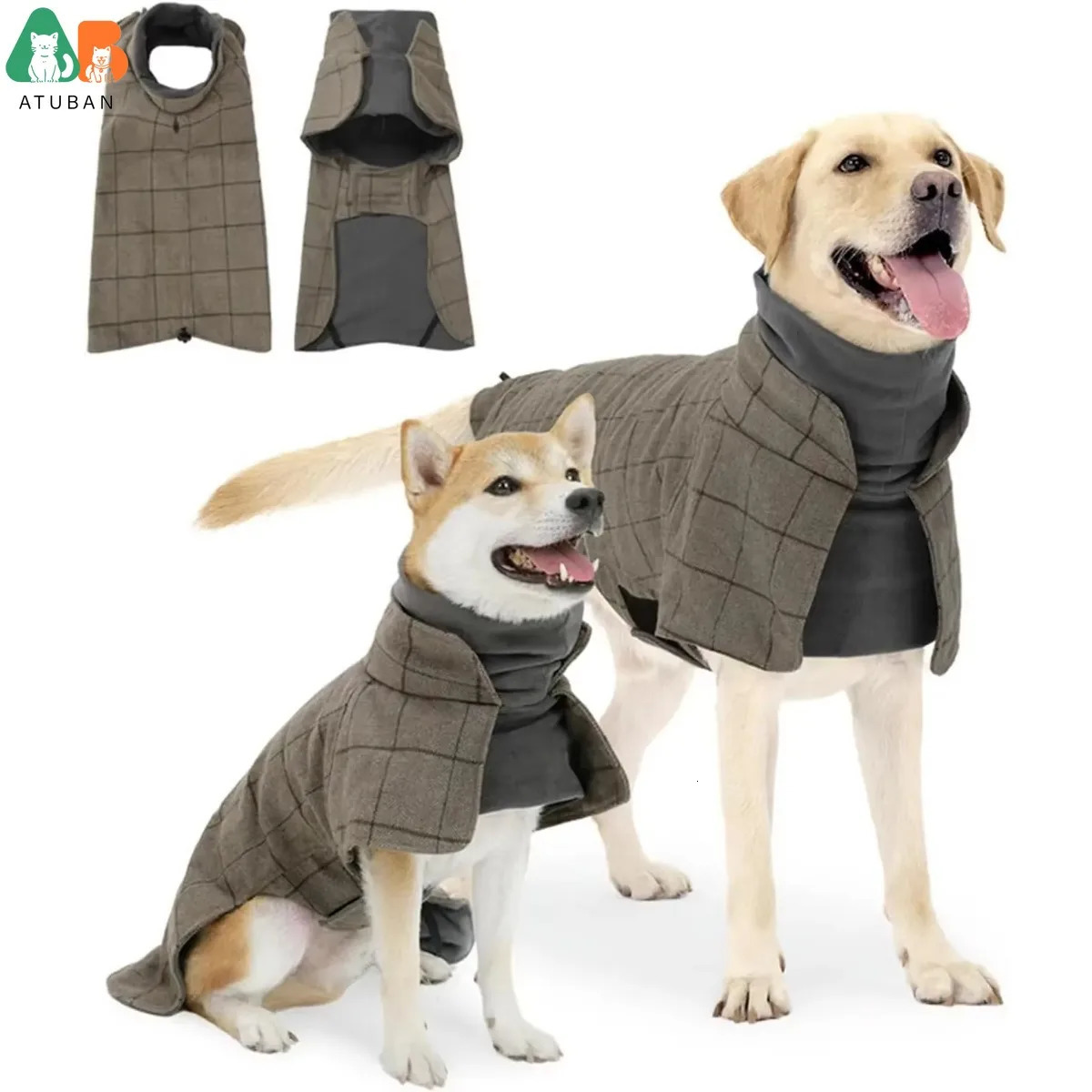 Warm Dog Coat English Plaid Fleece Vest Windbreaker Jacket Winter Clothing with Traction Eyelets Suitable for All Types 250729