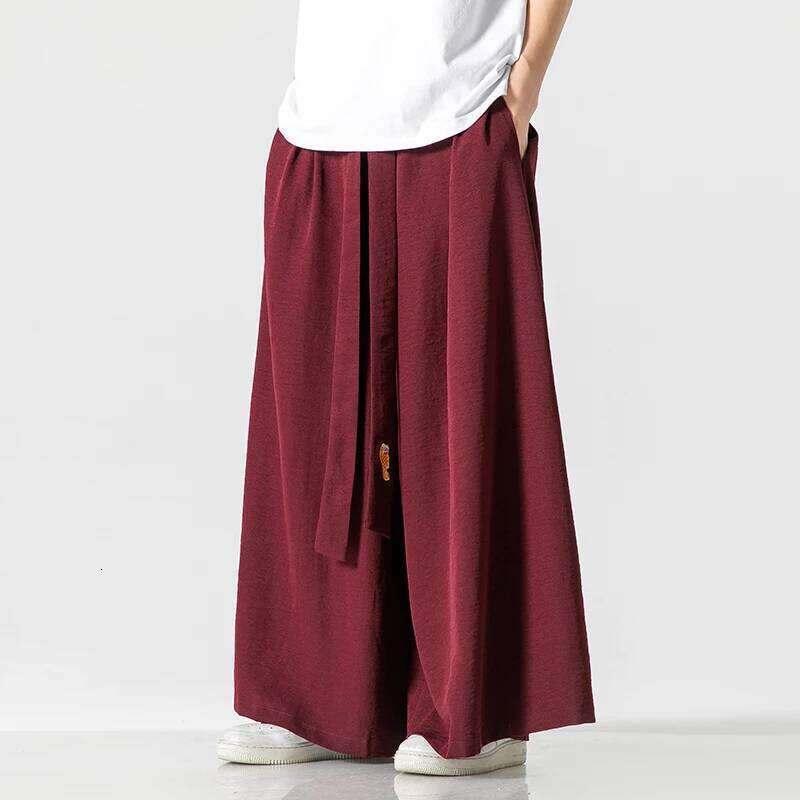 Designer Clothing 2025 Summer Mens Wide Leg Oversized Vintage Men Clothing Loose Ice Silk Casual White Pants Male Japanese Haruku Trousers