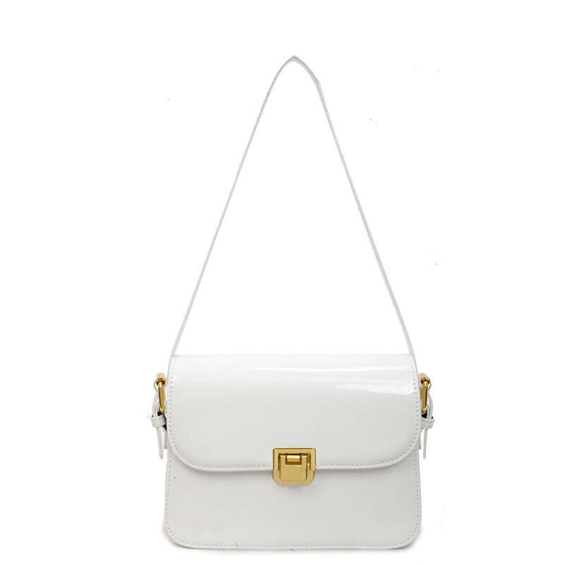 Elegant Patent Leather Small Square for Women 2025 New Lock Buckle Crossbody Solid Color Versatile Shoulder Underarm Bag Casual