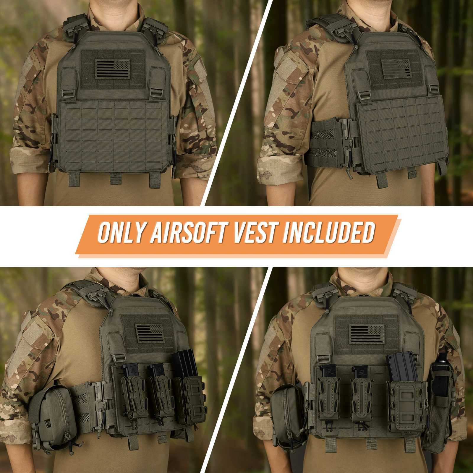 KRYDEX Tactical Vest Laser Cut MOLLE LAVC Plate Carrier Vest with Front Back Flap 500D Quick Release Combat Paintball Men Vest Z250728