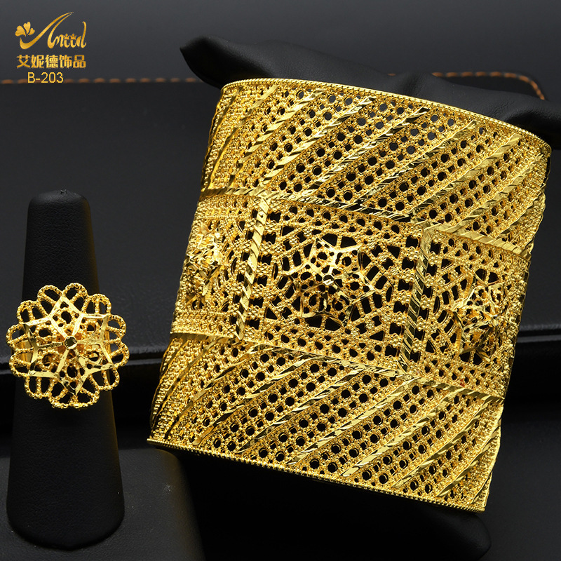 Bride Gold Color Dubai Bangles For Women African Ethiopian Bracelets Wedding Jewelry Party Gifts 241125