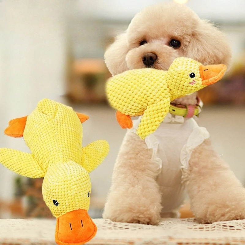 Plush Companion Sleeping Duck Dog Toys for Small and Large Dogs Bite Resistant Teeth Grinding Sound Relief Toy 250729