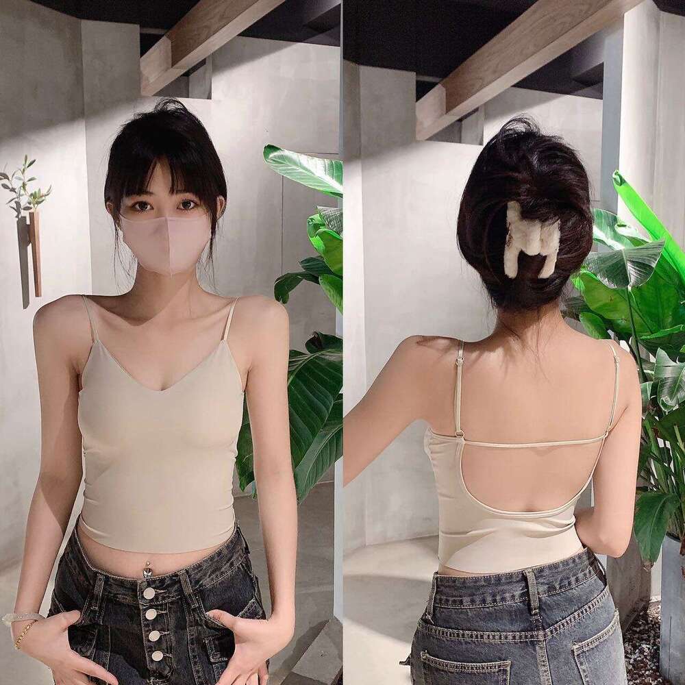 Designer T Shirt Summer Ice Silk Backless Camisole With Chest Pad Bra Integrated Inner Wear Base Layer Hot Girl Tube Top Outerwear