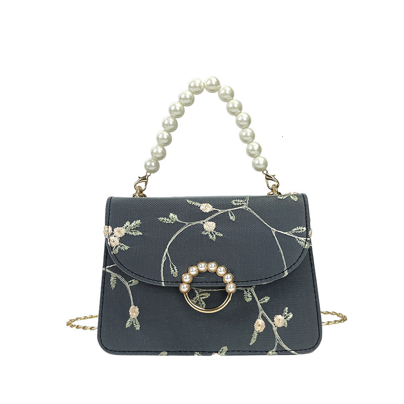 Women's Spring/Summer New Chinese Shoulder Bag Small Square Bag Pearl Chain Crossbody Bag Designer Bag Women's Handbag