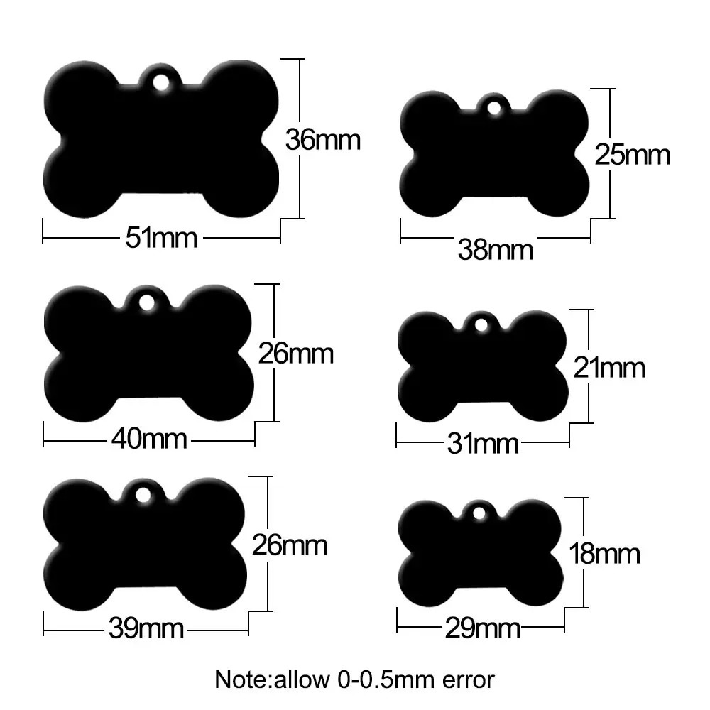 Wholesale 20Pcs Classic Bone Dog ID Tag Pet Tags Custom Anti-Lost Personalized Name Plate Cat Collar Pet Pendant Necklace Chain 250729