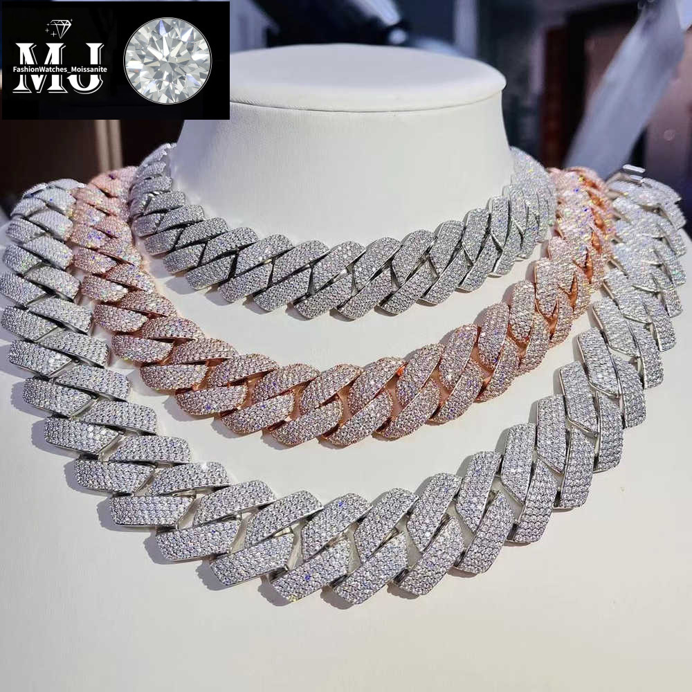 Custom Pass Test Vvs Moissanite Dia Cuban k Chain 10mm 12mm 15mm 18mm 20mm Hip Hop Necklace Men Jewelry