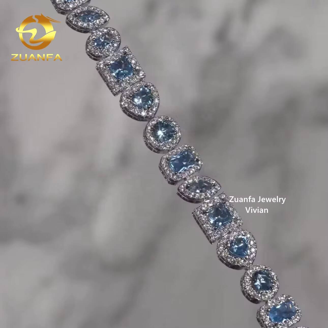 Iced Out D Color VVS Moissanite Diamond Sterling Silver 925 Hip Hop Jewelry Cuban Link Bracelet Moissanite Diamond Bracelet
