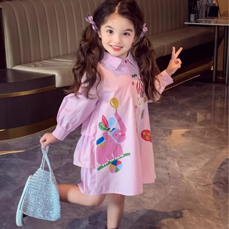 Girls Casual Dresses Back Bow Blouse Dress Spring Korean-style Blouse New Stylish Children's Clothing Girl's Spring Dress