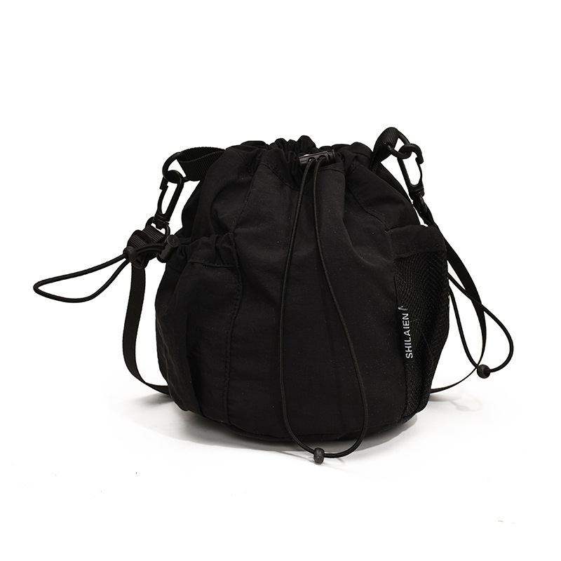 DHAL Ins Style Drawstring Bucket Outdoor Casual Fashion Versatile Nylon Crossbody Simple Lightweight Shoulder Bag