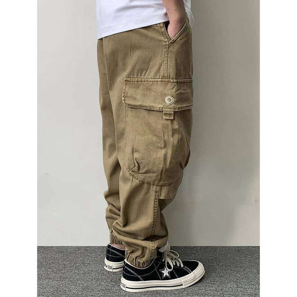 High Quality Long Staple Cotton Twill Multi-Process Cargo Streetwear Khaki Work Pants For Men Haruku Tactical Joggers 250726