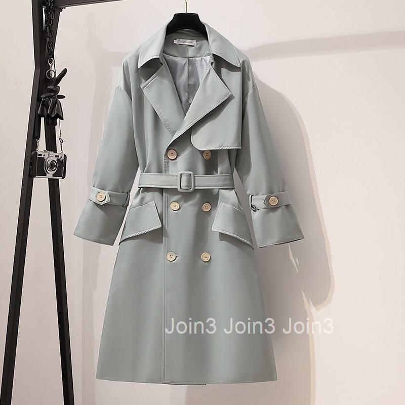 Japanese and Korean Plus Size Womens Clothing Mid-Length Trench Coat Slim Fit Personality Autumn Winter New Style Elegant Street Style Over-the-Knee