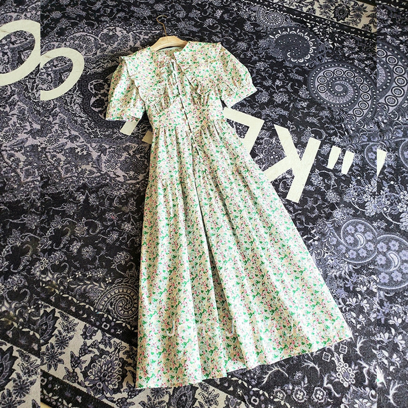 Korean Fashion Elegant Long Dress with Large Lapel and Ruffled Slim Fit Summer Dress by Xia Nanyou Internet Celebrity