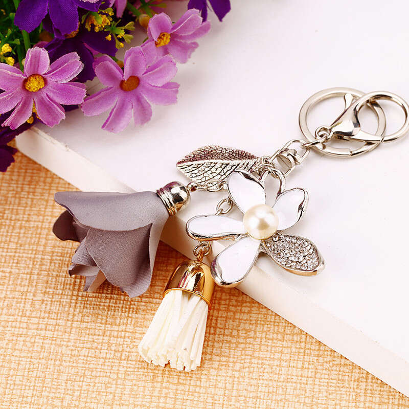 Girly Heart Flower Car for Women Metal Bag Pendant Keychain Creative Gift