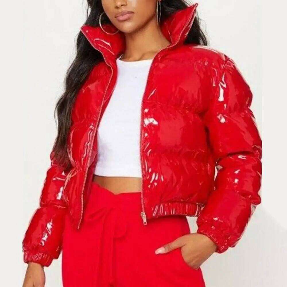 Short Cotton Bright Surface Stand Collar Padded Coat Bread Parka Fashion Casual Glossy Sexy Street Cropped Quilted Jacket