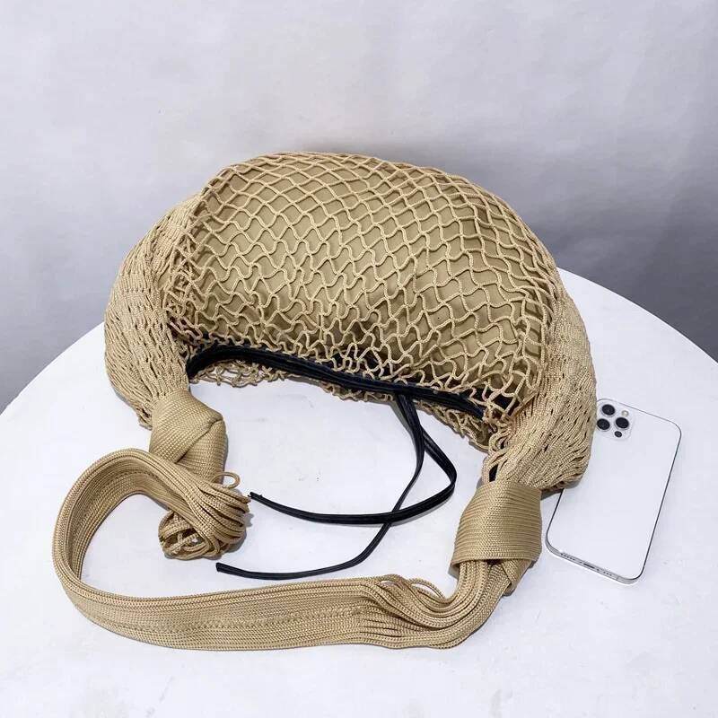 Lem Fortune Croissant Filt Bags for Women Designer Handbags Purses New in Mesh Hollow with Inner Pocket Shoulder high-quality