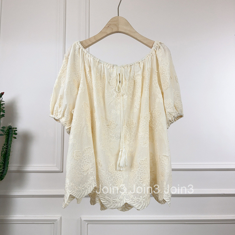 South Korea Summer New Fashion Large Round Off-Shoulder Drawstring Silk Doll Shirt Short Sleeve Blouse Womens Top