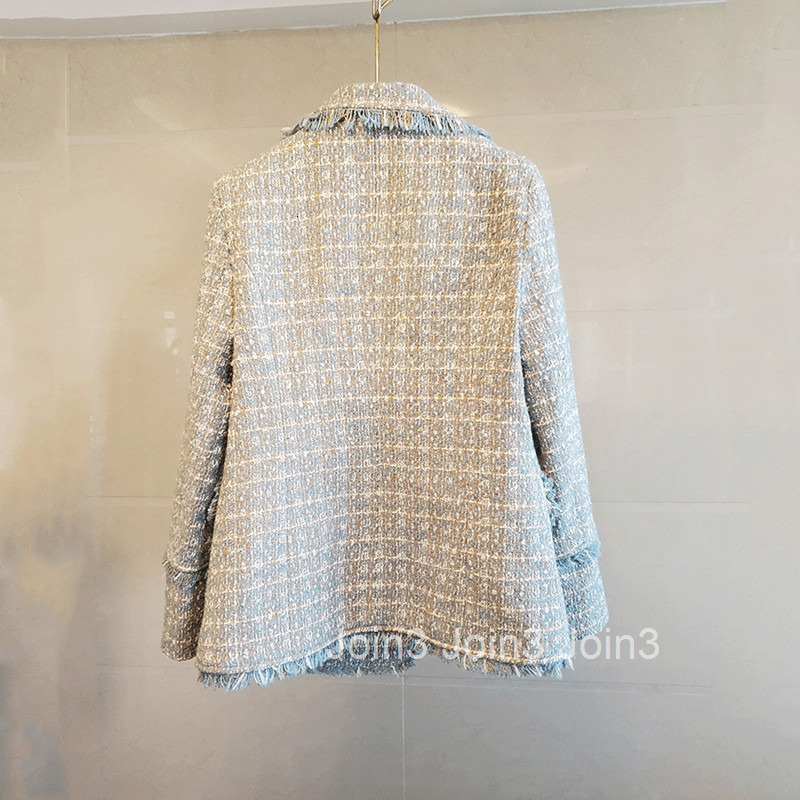 French small fragrance suit coat womens woolen fabric autumn and winter fashion temperament Korean chic design sense