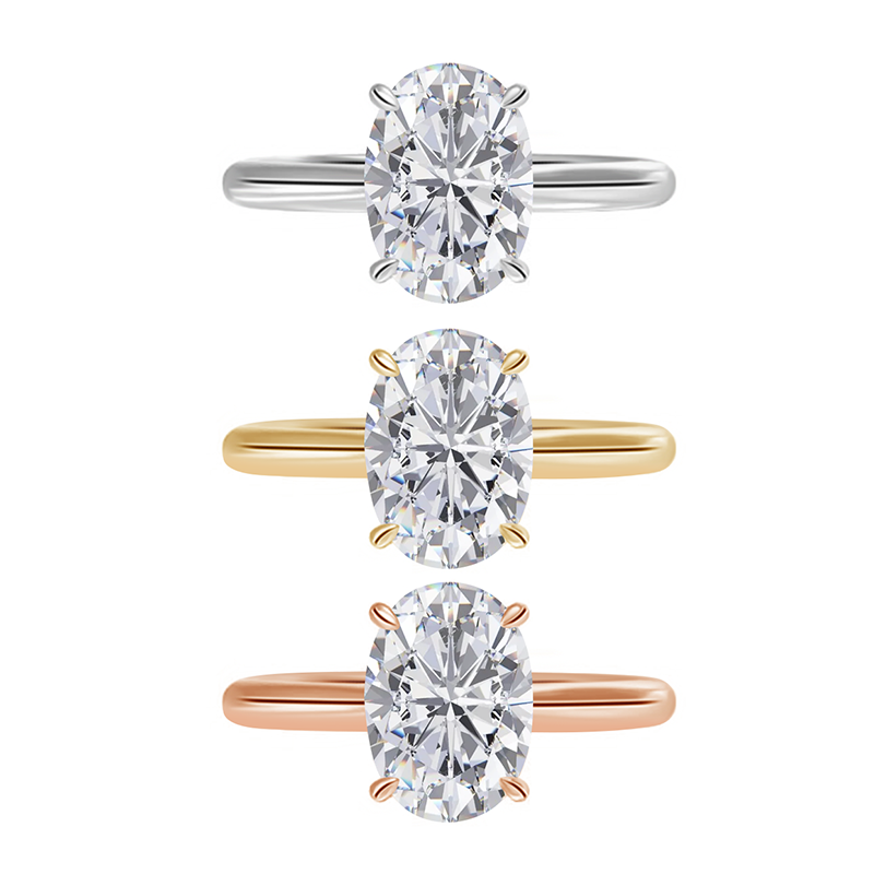 Custom Fine Diamond Jewellery Rings Lab Grown Diamond 1ct Oval Def Vvs Lab Diamond 18K Solid Gold Engagement Ring