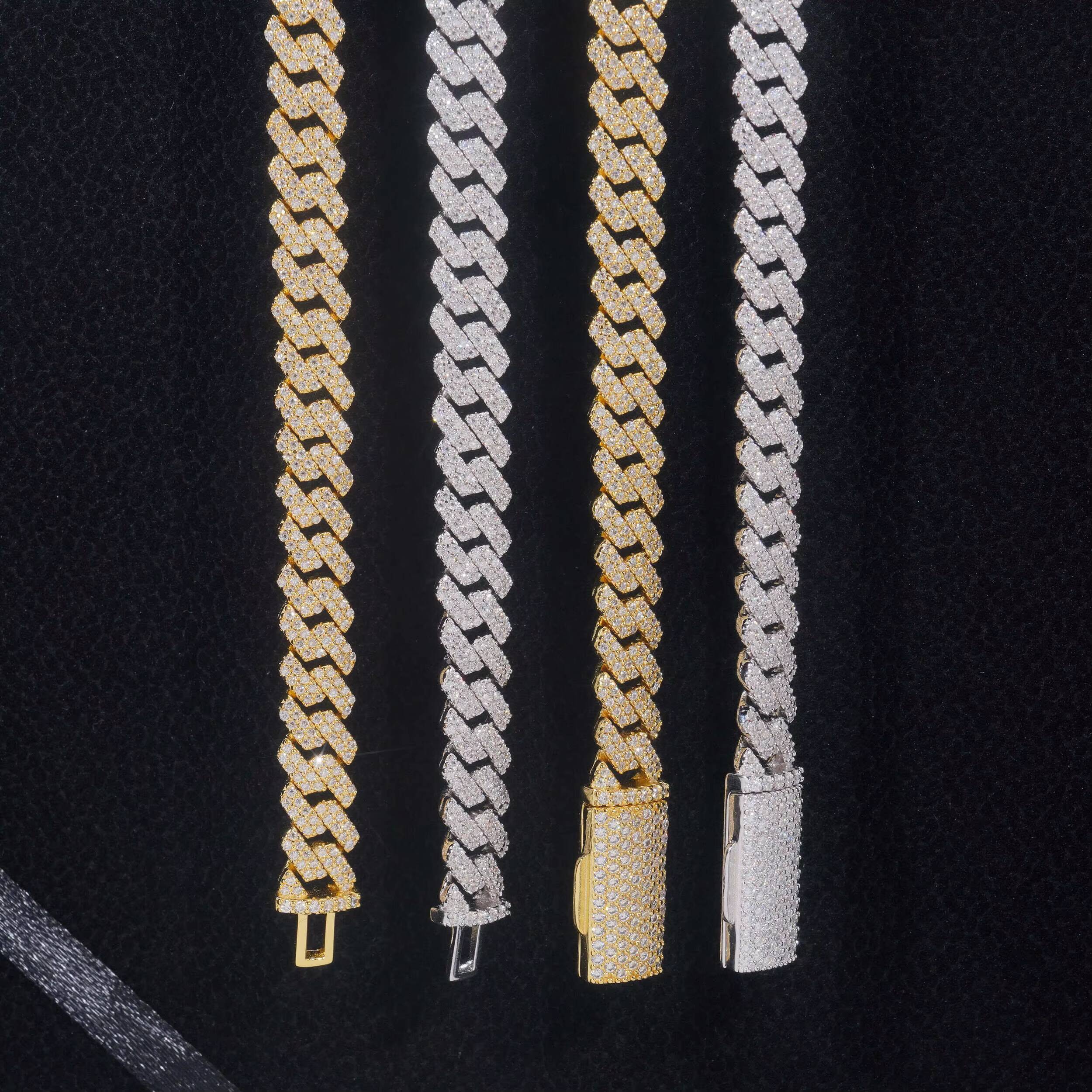 Fast Shipping 2Rows 8MM Iced Out Diamond Cuban Chain Hip Hop Style Vvs Moissanite Cuban Link Bracelet Men