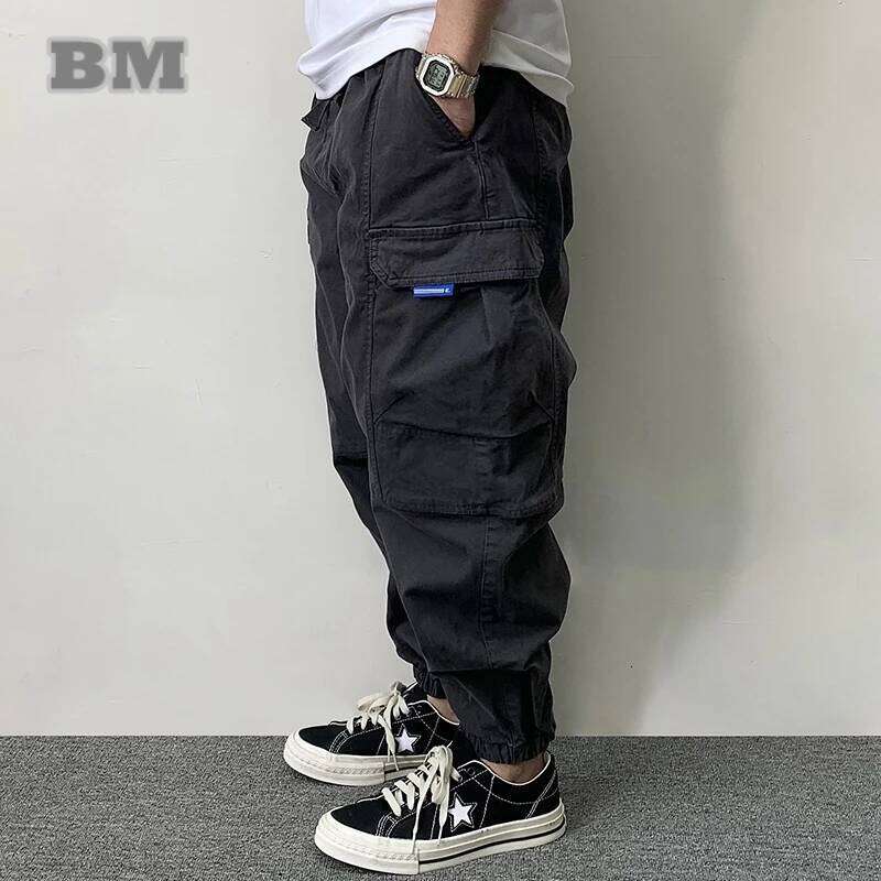 High Quality Cotton Cargo For Men Japanese Streetwear Plus Size Tactical Pants Haruku Casual Joggers Fashion Trousers 250726