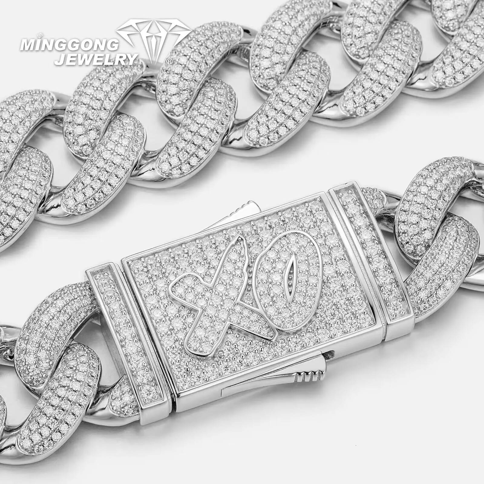 Custom Factory 20mm Four Rows Moissanite Cuban Link Necklace Hiphop Style for Men Women Passes Diamond Test for Men Women