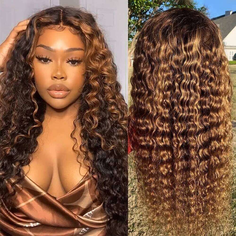 13x4 Highlight Human 13x6 Hd Frontal 40 Inch Curly Wigs Deep Wave Lace Front Wig Pre Plucked With Baby Hair