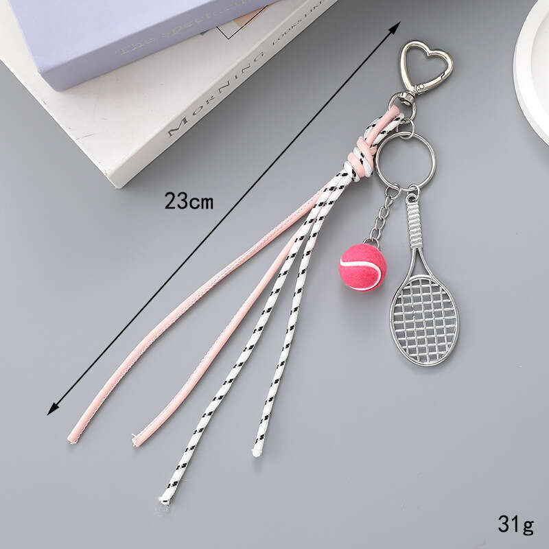 New Miu Series Bag Tennis Leather Rope Keychain Pendant DIY Phone Charm Accessories Ornaments