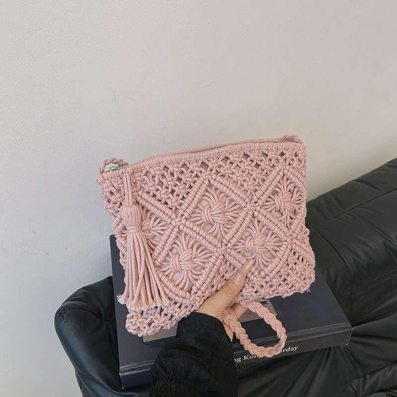 Korean Designer Hollow Woven Cotton Small for Women 2025 New Vacation Shoulder Crossbody Bag