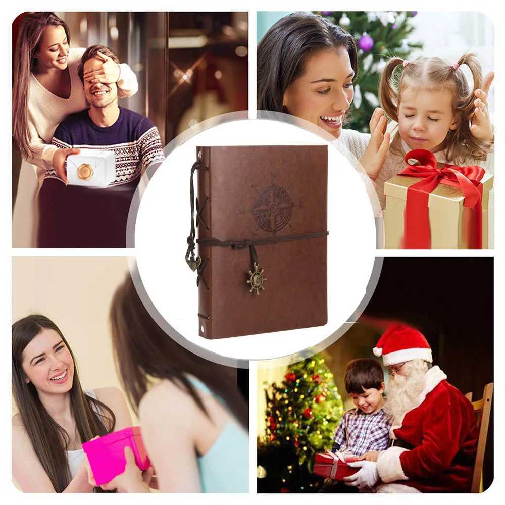 Vintage Leather Photo Album with Black Page DIY Scrapbook Sticker Christmas Birthday Wedding Valentines Gift Z250729