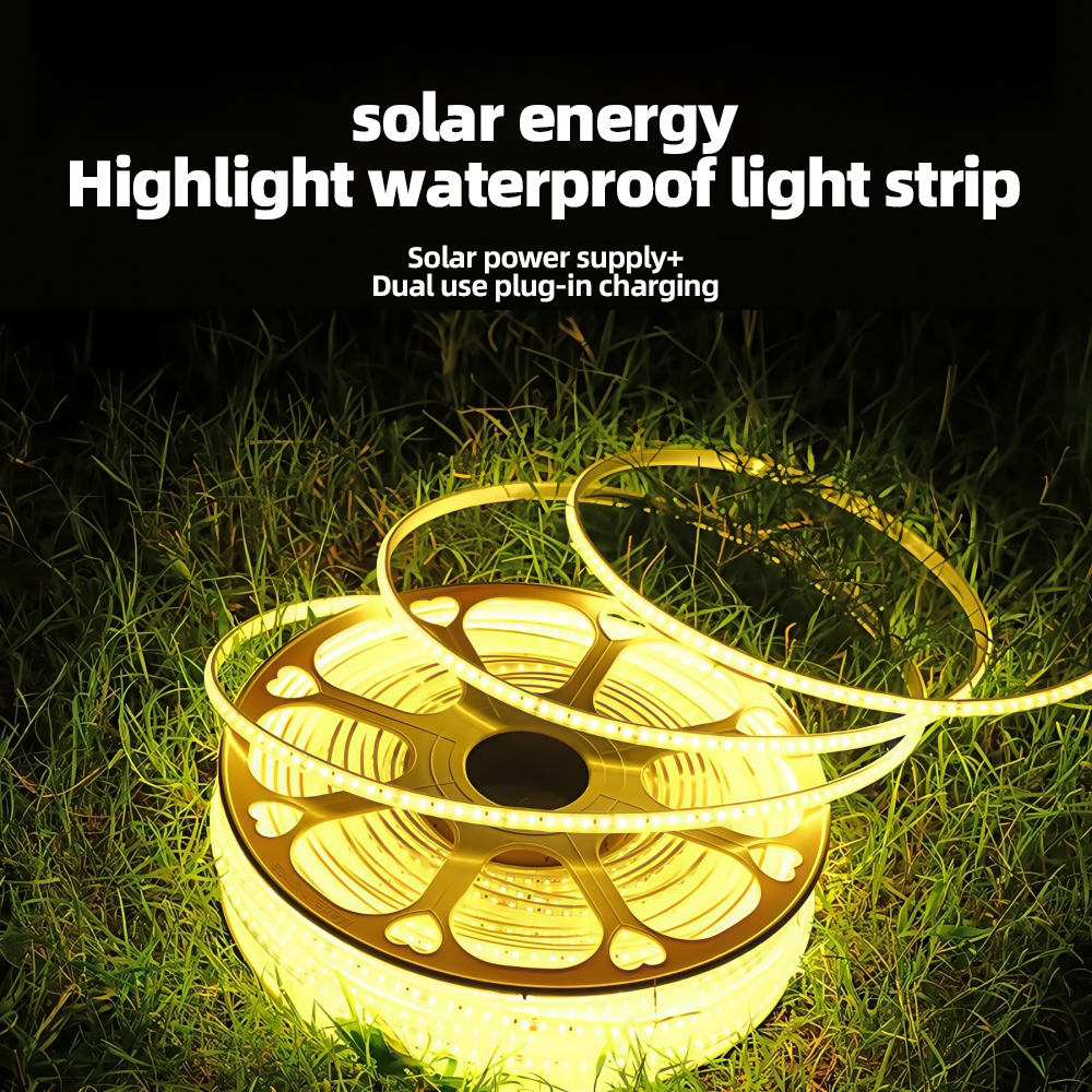 Solar Strip Self-Adhesive Waterproof Courtyard Villa Atmosphere Outdoor Super Bright LED Line String Flashing Light