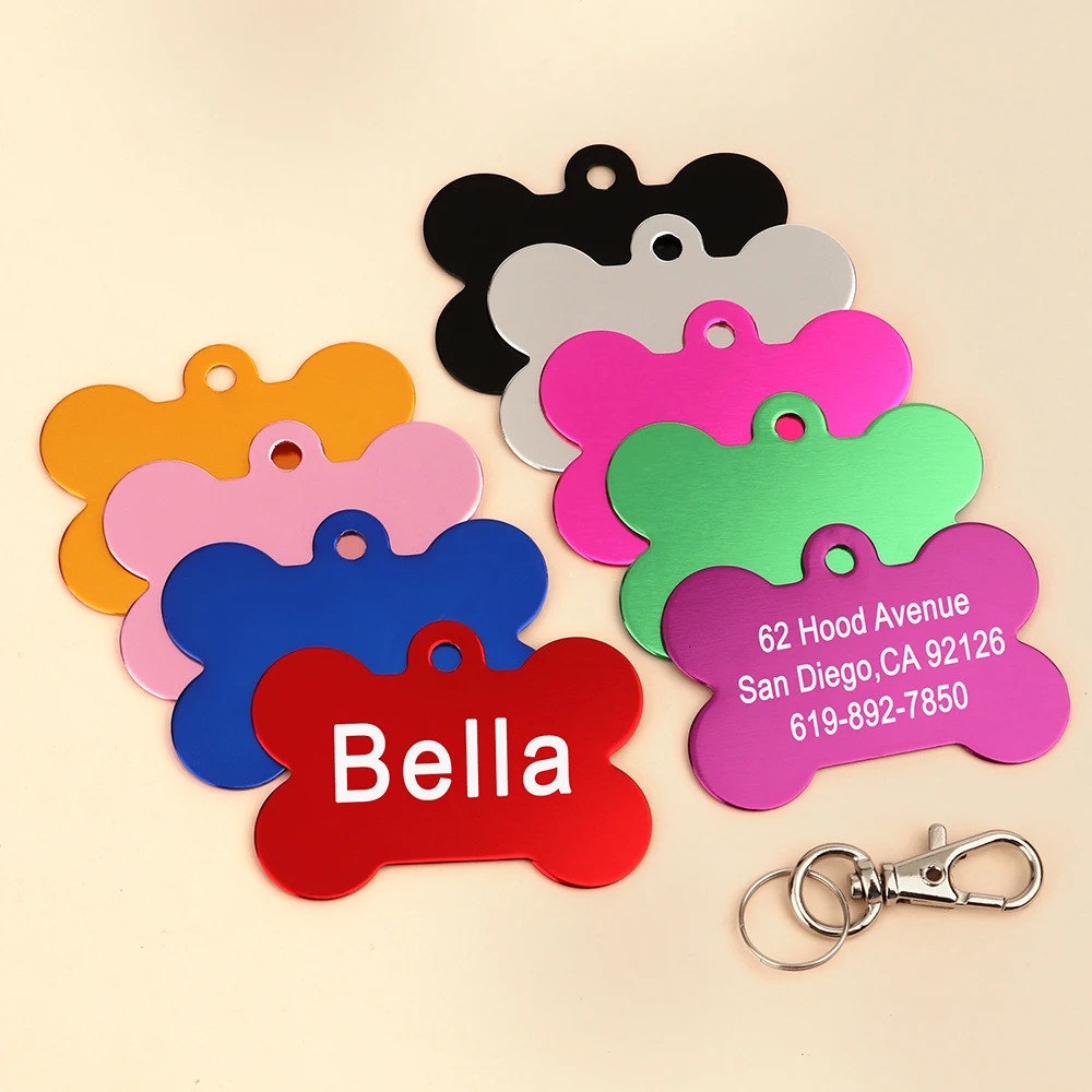 Bone Shaped Pet ID Tag Personalized Dog Cat Name Tags Anti-lost Free Engraving Collar Pendant Bone for Small Medium Large Pet 250729