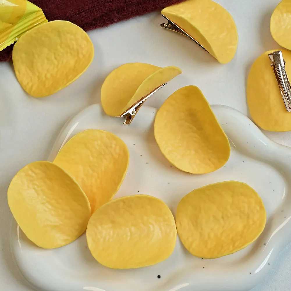 2/4/6Pcs Funny Hair Clips Simulated Potato Chip Hairpin Creative Cute Students Duckbill Clip Side Clip Hair Accessories 2025 Z250729