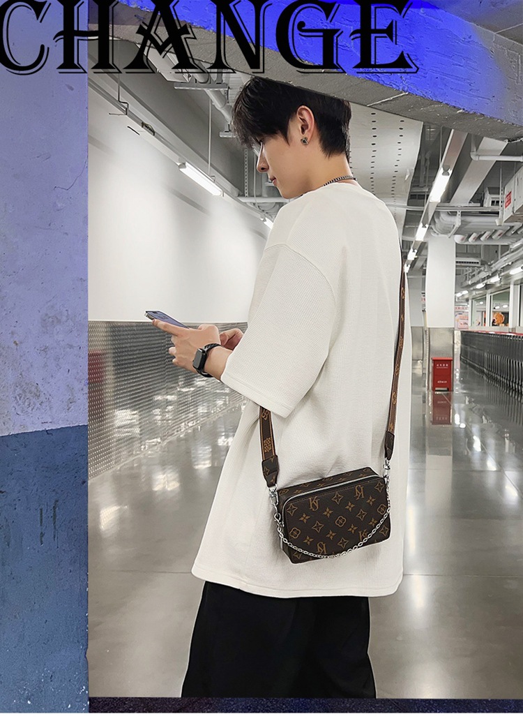 Men's crossbody bag senior sense new leather old single shoulder bag tide brand bag female chain small body bag 2025s hot
