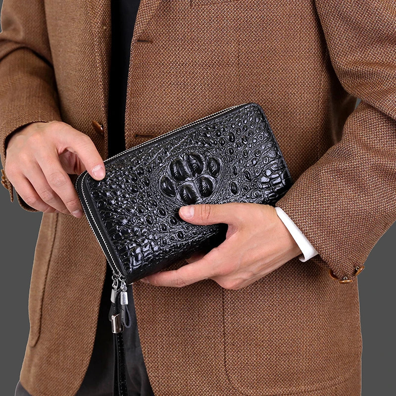 patterned leather double zipper n mens handbag wallet clutches bag clutch bags for man pochette uomo 250723