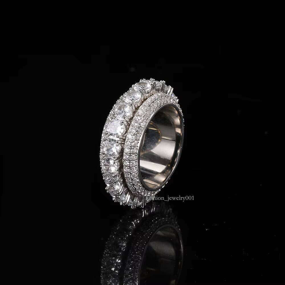 Cuban Fashion Silver Moissanite Wedding Ring Men's Hip Hop Boutique Jewelry
