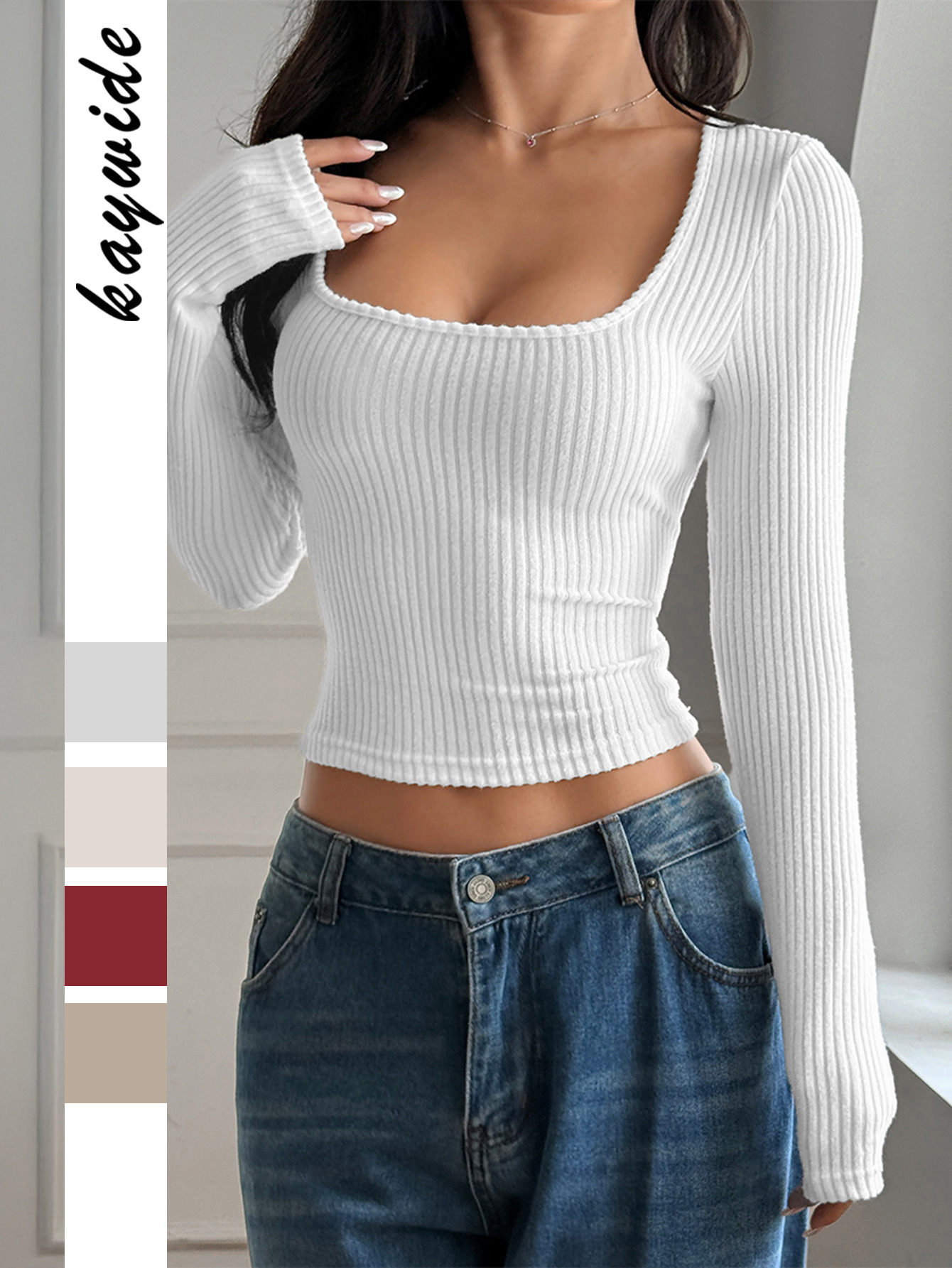 Y2K sexy style solid color long sleeve vest T-shirt women's spring and summer
