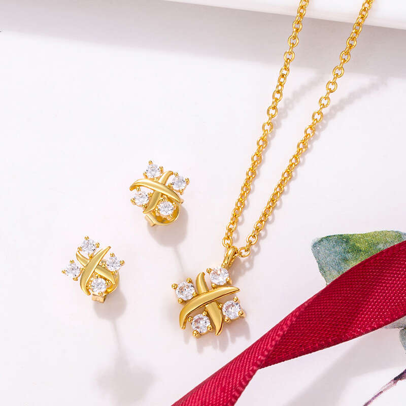 T Brand 2022 New Trendy Cross Necklace X-shaped Design Red Light Versatile Elegant Collarbone Chain for Women