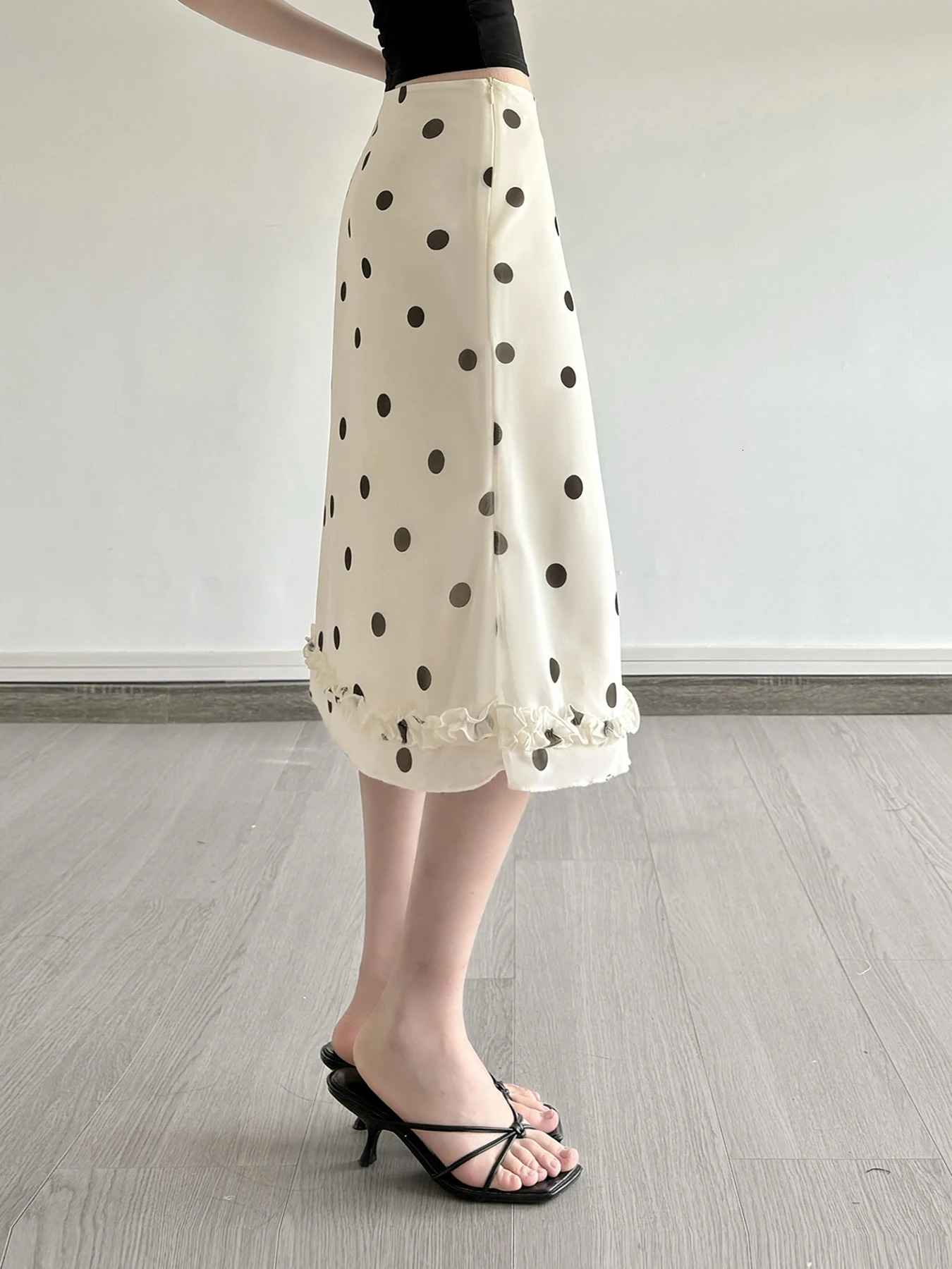 1M Sure Elegant Casual Dot Skirts Holiday Basic Slim LowWaisted Midi Women Spring Summer Fashion Streetwear Ladies 250729