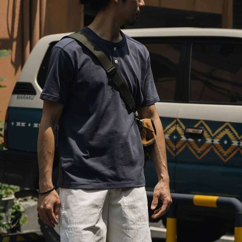 Designer Clothing 2025 Bronson Classic Henley Shirts American Casual Vintage Style Short Sleeve Tee Men