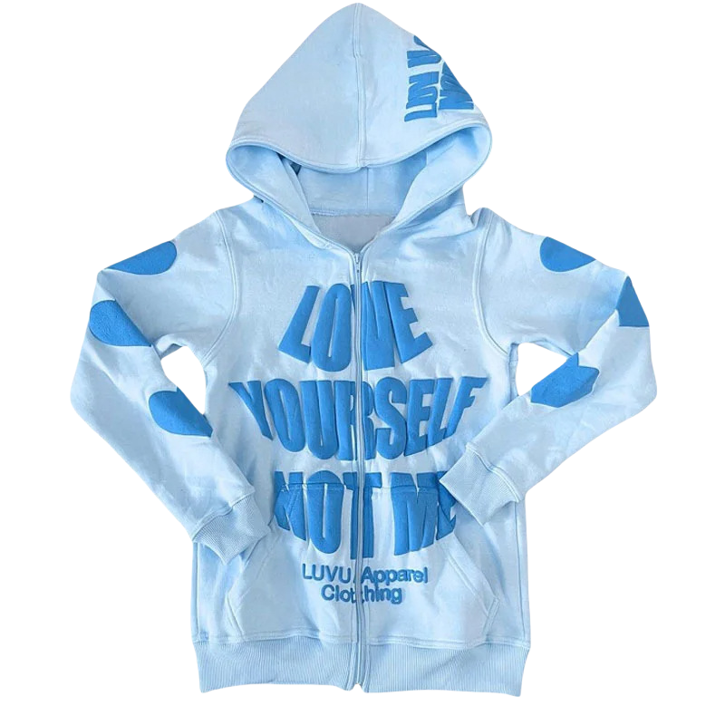 Y2K Letters Foam Printed Hoodies High Street Hip-Hop Loose Zipper Tops men Gothic Harajuku Casual Retro Large-sized Sweatshirt Unisex